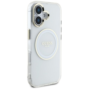 Husa pentru iPhone 16 - Guess IML Metal Colored Circle MagSafe (GUHMP16SHTDRCEDH) - White - Img 2