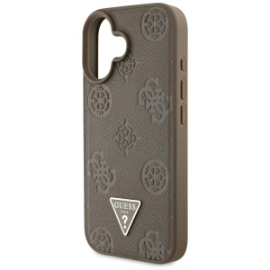 Husa pentru iPhone 16 - Guess Peony Grained Hot Stamp Triangle MagSafe (GUHMP16SPGBTMW) - Brown - Img 12