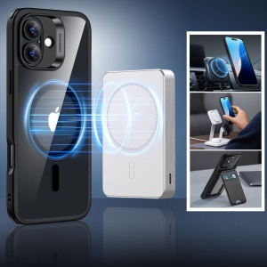 Husa pentru iPhone 16 Plus + Folie - ESR Classic Hybrid HaloLock - Clear / Black - Img 3