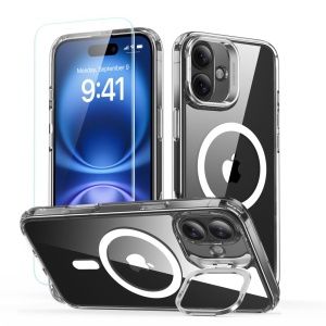 Husa pentru iPhone 16 Plus + Folie - ESR Classic Hybrid HaloLock Kickstand - Clear - Img 1