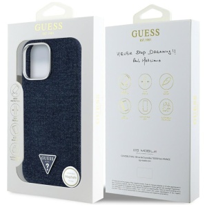 Husa pentru iPhone 16 Pro - Guess Denim Triangle Logo MagSafe (GUHMP16LRJFWTLB) - Blue - Img 11