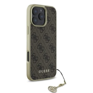 Husa pentru iPhone 16 Pro - Guess Hardcase 4G Charms Collection (GUHCP16LGF4GBR) - Brown - Img 3
