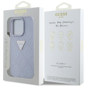 Husa pentru iPhone 16 Pro - Guess Leather Hot Stamp 4G Pattern Triangle Metal Logo (GUHCP16LPGP4STRU) - Light Purple - Img 7