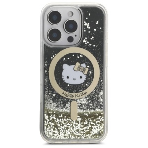 Husa pentru iPhone 16 Pro - Hello Kitty Hardcase Liquid Glitter Fever MagSafe (HKHMP16LLGDIK) - Black/Gold - Img 5
