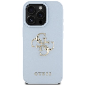 Husa pentru iPhone 16 Pro Max - Guess Hardcase Grained Big 4G Logo Small Classic Logo (GUHCP16XPGT4MBB) - Blue - Img 3