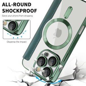 Husa pentru iPhone 16 Pro - Techsuit SmartMag Book Case - Green - Img 4