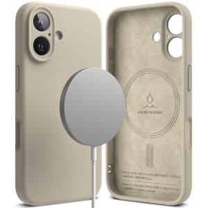 Husa pentru iPhone 16 - Ringke Silicone Magnetic MagSafe - Stone - Img 1
