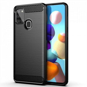 Husa pentru Samsung Galaxy A21s - Techsuit Carbon Silicone - Black - Img 1
