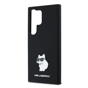 Husa pentru Samsung Galaxy S24 Ultra - Karl Lagerfeld Silicone (KLHCS24LSMHCNPK) - Choupette Metal Pin - Img 6