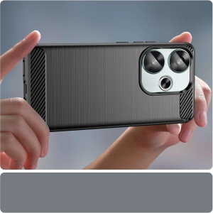 Husa pentru Xiaomi Poco F6 - Techsuit Carbon Silicone - Black - Img 3