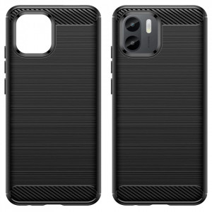 Husa pentru Xiaomi Redmi A1+ / A2+ - Techsuit Carbon Silicone - Black - Img 3