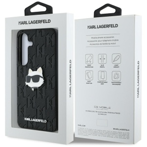 Husa Samsung Galaxy S25 Plus - Karl Lagerfeld Hardcase Monogram Leather (KLHCS25MPGKLCHPK) - Choupette Head Pin - Img 7