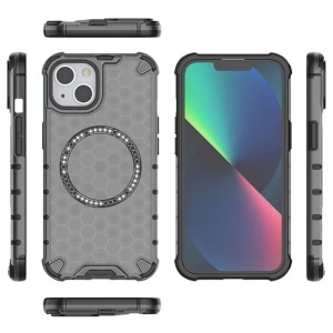 Husa transparenta pentru iPhone 14 - Techsuit HoneyComb Shield MagSafe - Black - Img 5