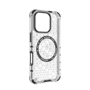 Husa transparenta pentru iPhone 16 Pro Max - Techsuit HoneyComb Shield MagSafe - White - Img 3