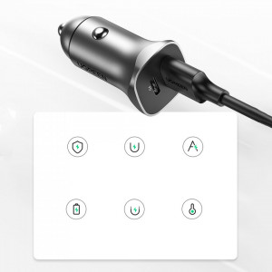 Incarcator Auto 2xUSB-A, 24W, 4.8A - Ugreen (30780) - Space Gray - Img 6