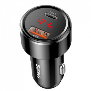 Incarcator auto Baseus Magic PPS Digital Display USB-C PD+QC Inteligent Dual 45W Negru - Img 3