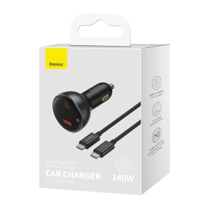 Incarcator Masina, Type-C, USB, 140W + Cablu USB-C 240W - Baseus (CGZX070001) - Black - Img 9