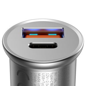 Incarcator Masina Type-C, USB, 30W, Multi Protocol - Baseus Circular Metal (CCALL-BS0S) - Silver - Img 5