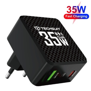 Incarcator Priza GaN, USB, Type-C, 35W - Techsuit (CHPD173) - Black