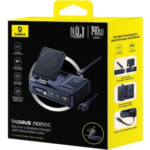Statie pentru Incarcare fara Fir 5in1, 140W - Baseus Nomos (P10170902123-00) - Black - Img 6