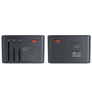 Adaptor pentru Priza 3x Type-C, EU, UK, AUS, US, GaN, PD75W - Acefast (Z1) - Black - Img 7