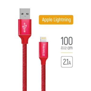 Cablu Date, USB la Lightning, 2.1A, 1m - ColorWay (CW-CBUL004-RD) - Red - Img 3