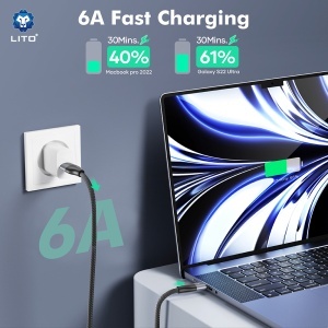 Cablu de Date Type-C la Type-C, Fast Charging, 480Mbps, 100W, 2m - Lito (LD25CC) - Grey - Img 4