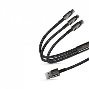 Cablu de Date USB la Type-C, Lightning, Micro-USB - Baseus Tugsten Gold (CAMLTWJ-01) - Black - Img 5