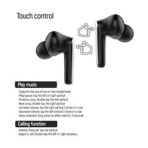 Casti Half-In-Ear, Bluetooth 5.3, Microfon, Control Tactil - ColorWay TWS-3 (CW-TWS3BK) - Black - Img 5