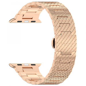 Curea pentru Apple Watch 1/2/3/4/5/6/7/8/9/10/SE/SE 2 (38/40/41/42mm) - Techsuit Watchband (W052) - RoseÂ Gold - Img 1