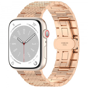 Curea pentru Apple Watch 1/2/3/4/5/6/7/8/9/10/SE/SE 2 (38/40/41/42mm) - Techsuit Watchband (W052) - RoseÂ Gold - Img 2