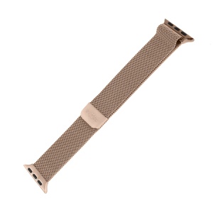 Curea pentru Apple Watch 1/2/3/4/5/6/7/8/9/10/SE/SE 2 (38/40/41/42mm) - Fixed Mesh Strap - Rose Gold - Img 5