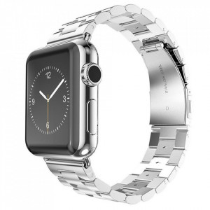 Curea pentru Apple Watch 1/2/3/4/5/6/7/8/9/10/SE/SE 2 (38/40/41/42mm) - Techsuit Watchband (W036) - Silver