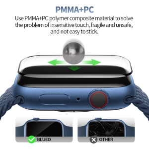 Folie pentru Apple Watch 7 / 8 (45mm) cu Aplicator - Blueo High Molecule Screen Protector - Black - Img 5