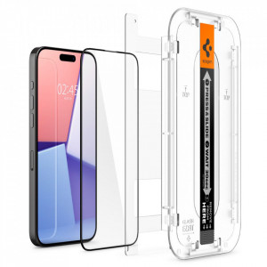 Folie pentru iPhone 15 Pro Max (set 2) - Spigen Glas.tR EZ FIT - Black - Img 6