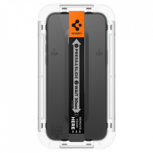 Folie pentru iPhone 15 Pro (set 2) - Spigen Glas.tR EZ FIT - Black - Img 5