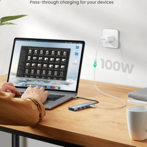 Hub 2xUSB, tip C PD100W, HDMI, SD, TF - Ugreen (70411) - Space Gray - Img 6