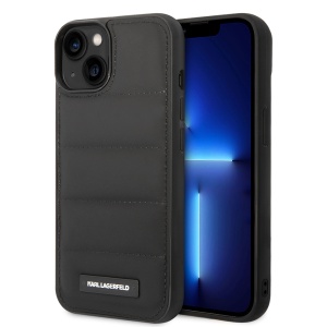 Husa iPhone 14 Plus - Karl Lagerfeld Hardcase Leather Puffy (KLHCP14MPSQAK) - Elongated Logo