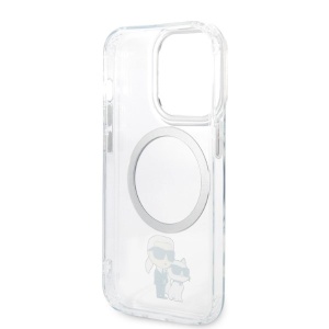 Husa iPhone 14 Pro - Karl Lagerfeld Hardcase MagSafe (KLHMP14LHNKCIT) - Transparent Iconic Karl&Choupette - Img 5