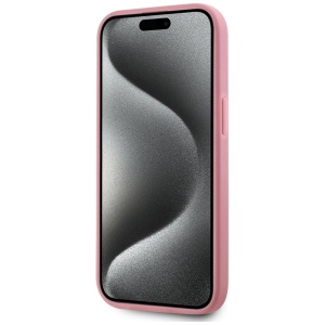 Husa iPhone 15 - Karl Lagerfeld Hardcase Leather (KLHCP15SPFMFBKMP) - Pink Metal Signature - Img 5