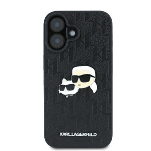 Husa iPhone 16 - Karl Lagerfeld Hardcase Leather Monogram (KLHCP16SPGKLKCPK) - Karl&Chaoupette Head Pin - Img 3