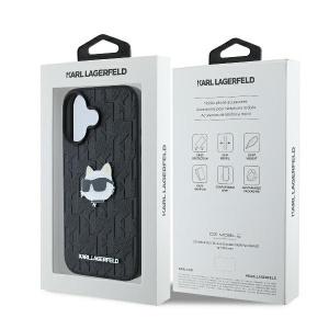 Husa iPhone 16 - Karl Lagerfeld Hardcase Leather Monogram (KLHCP16SPGKLCHPK) - Choupette Head Pin - Img 7