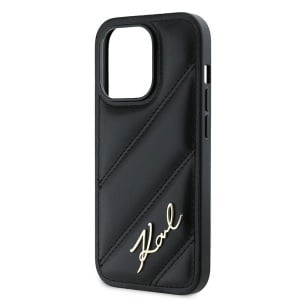 Husa pentru iPhone 14 Pro - Karl Lagerfeld Diagonal Quilted Script (KLHCP14LPQDSMGK) - Black - Img 2