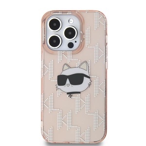 Husa pentru iPhone 14 Pro - Karl Lagerfeld IML Luxury (KLHCP14LHKLPCHP) - Pink Choupette Head&Monogram - Img 2