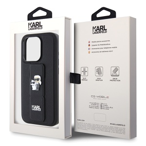 Husa pentru iPhone 14 Pro - Karl Lagerfeld Saffiano Gripstand (KLHCP14LGSAKCPK) - Karl&Choupette - Img 9
