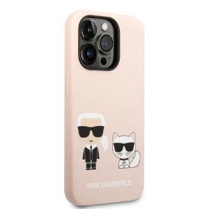 Husa pentru iPhone 14 Pro - Karl Lagerfeld Silicone MagSafe (KLHMP14LSSKCI) - Light Pink Karl&Choupette - Img 5