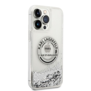 Husa pentru iPhone 14 Pro Max - Karl Lagerfeld Hardcase Liquid Glitter (KLHCP14XLCRSGRS) - Silver RSG - Img 5