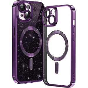 Husa pentru iPhone 14 - Techsuit Luxury Glitter MagSafe - Deep Purple - Img 1