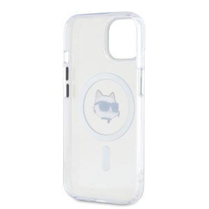Husa pentru iPhone 15 - Karl Lagerfeld IML MagSafe (KLHMP15SHLSCHH) - White Metal Choupette`s Head - Img 5