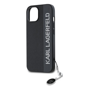 Husa pentru iPhone 15 - Karl Lagerfeld Saffiano Rhinestones&Charm (KLHCP15SPSAKDGCK) - Black - Img 3
